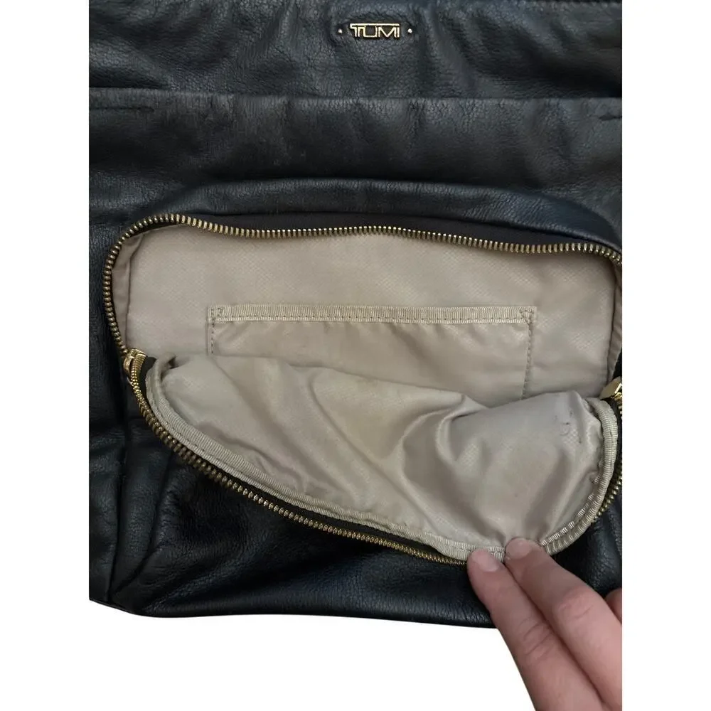 Vintage TUMI Black Leather Crossbody Bag Adjustable Strap